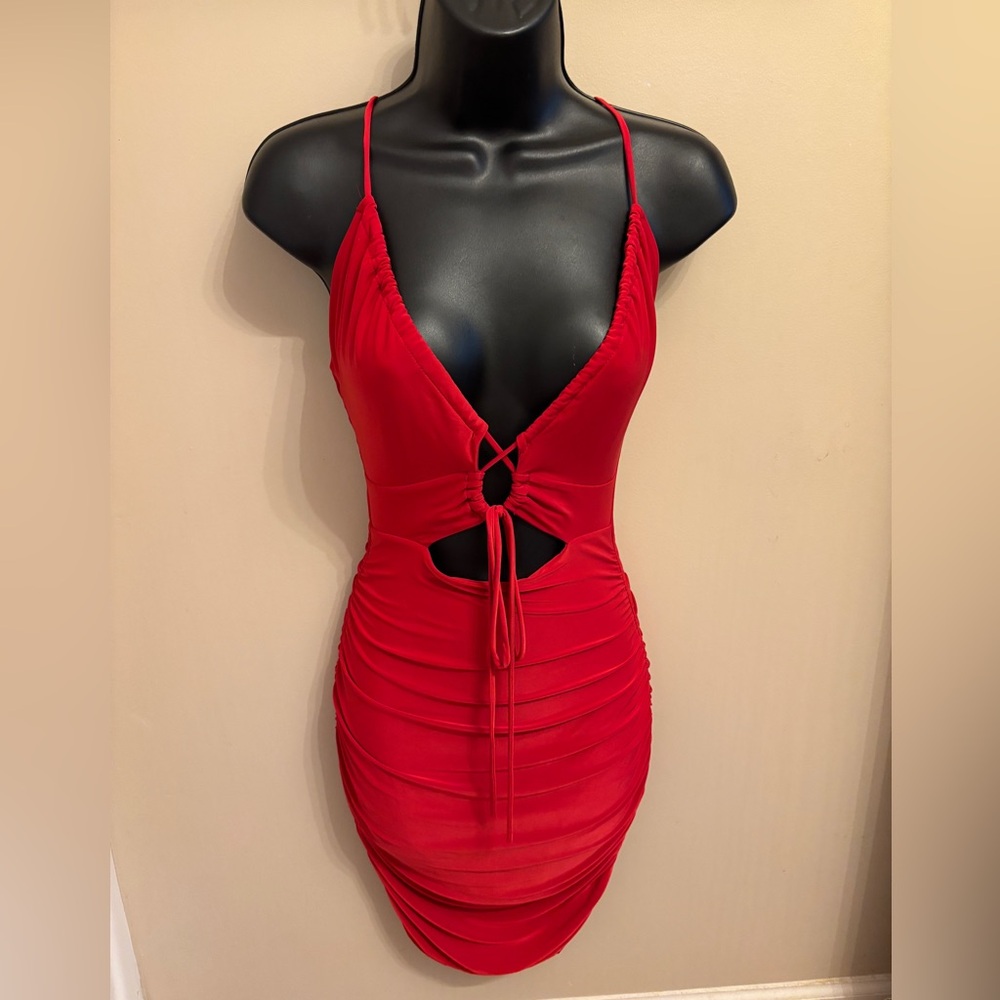 Elegant Red Ruched Dress